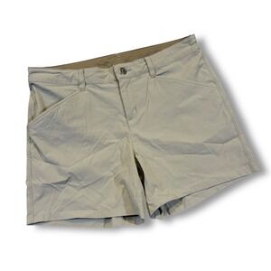 EUC Patagonia Women's Size 8 Tan Beige Hiking Shorts‎ Back Zip Pocket Activewear
